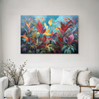Tropics and Jungle Vibrant Plant Art with Colorful Background