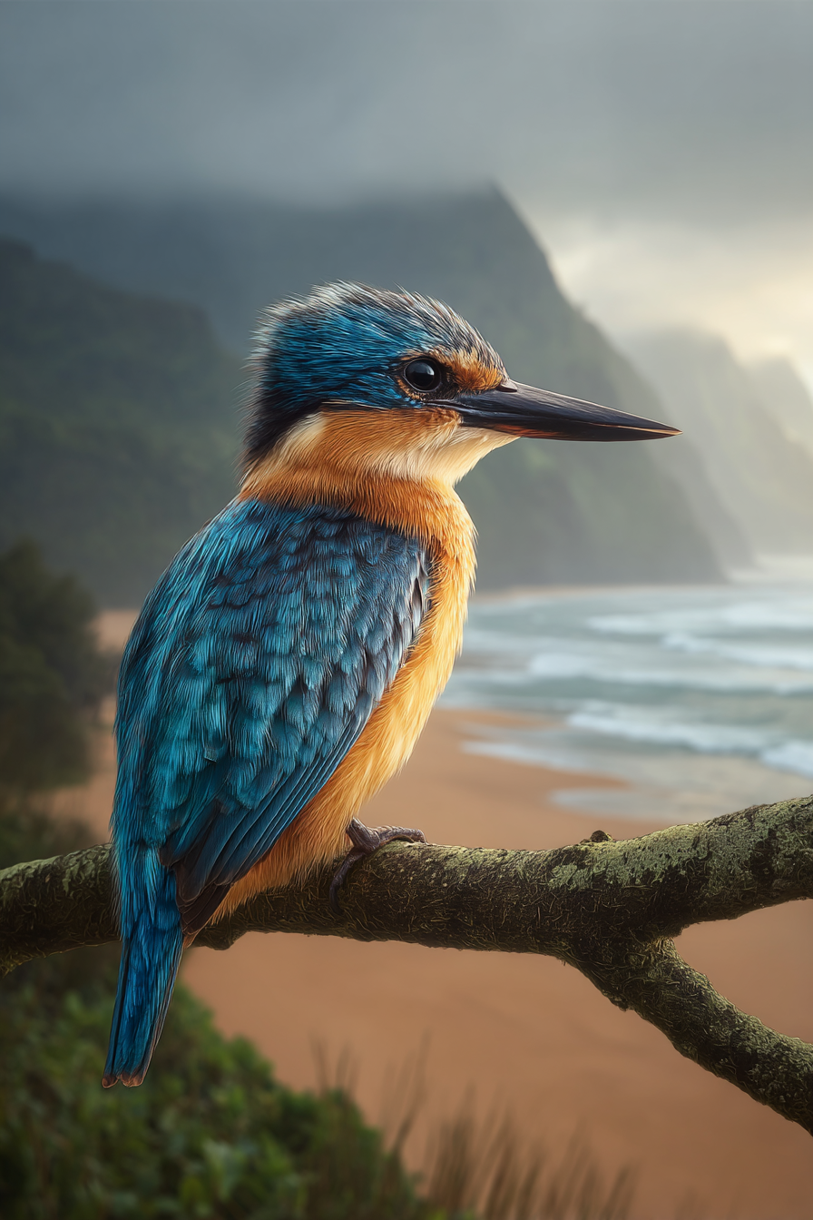 Wälder Und Wiesen Bunter Eisvogel Am Ast Gegen Küste Bei Sonnenaufgang | Waelder und Wiesen | Landschaften