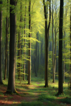 Wälder Und Wiesen Digital Malerei Von Einem Ruhevollen Wald Szene | Waelder und Wiesen | Landschaften