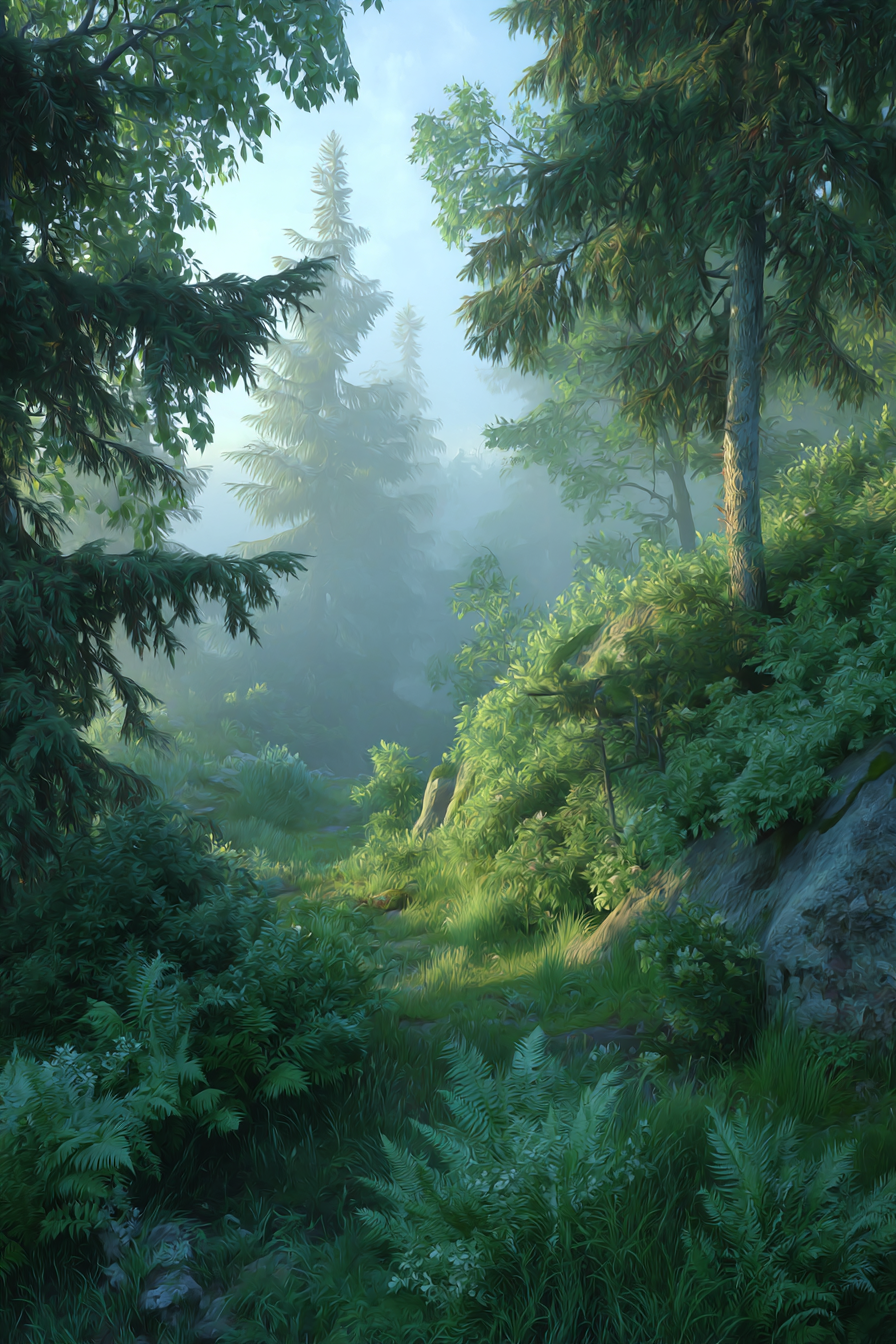 Wälder Und Wiesen Friedlicher Wald Mit Nebel Und Luftiger Atmosphäre | Waelder und Wiesen | Landschaften