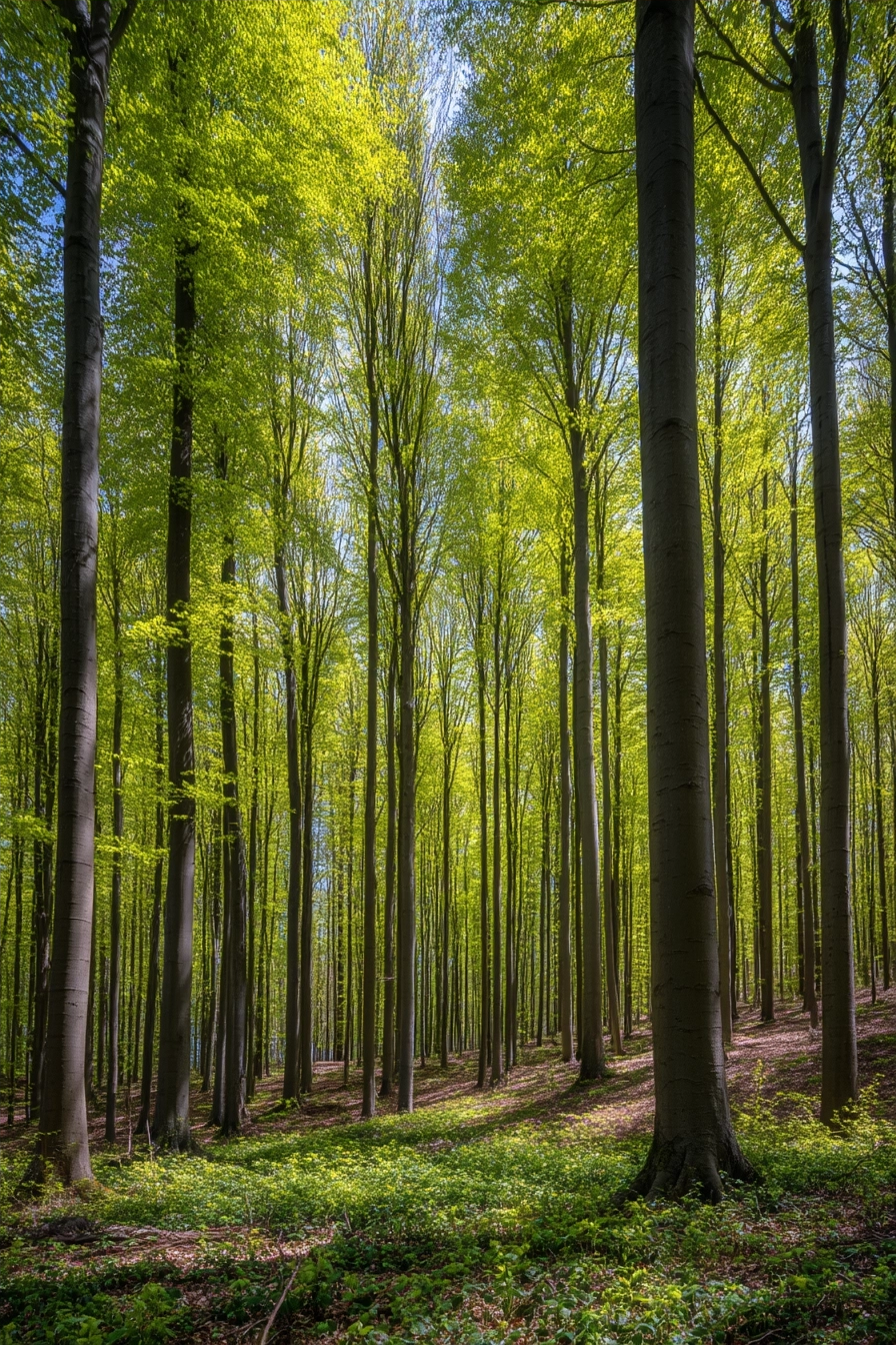 Wälder Und Wiesen Lush Forest Scene Sunlight Canopy Nature Beauty | Waelder und Wiesen | Landschaften