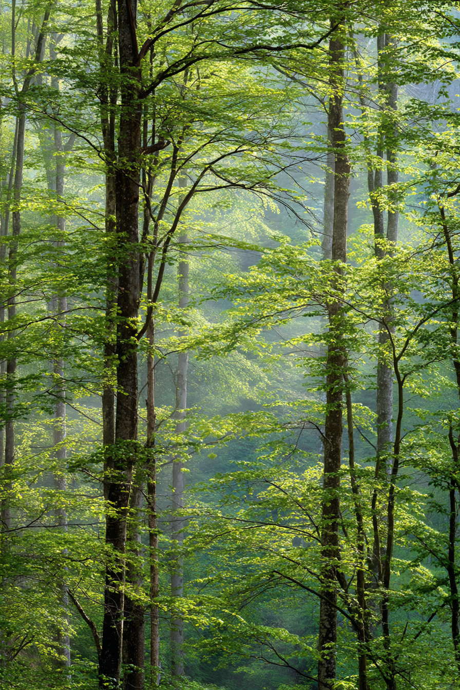 Wälder Und Wiesen Lush Forest Scene With Sunlight And Dense Foliage | Waelder und Wiesen | Landschaften