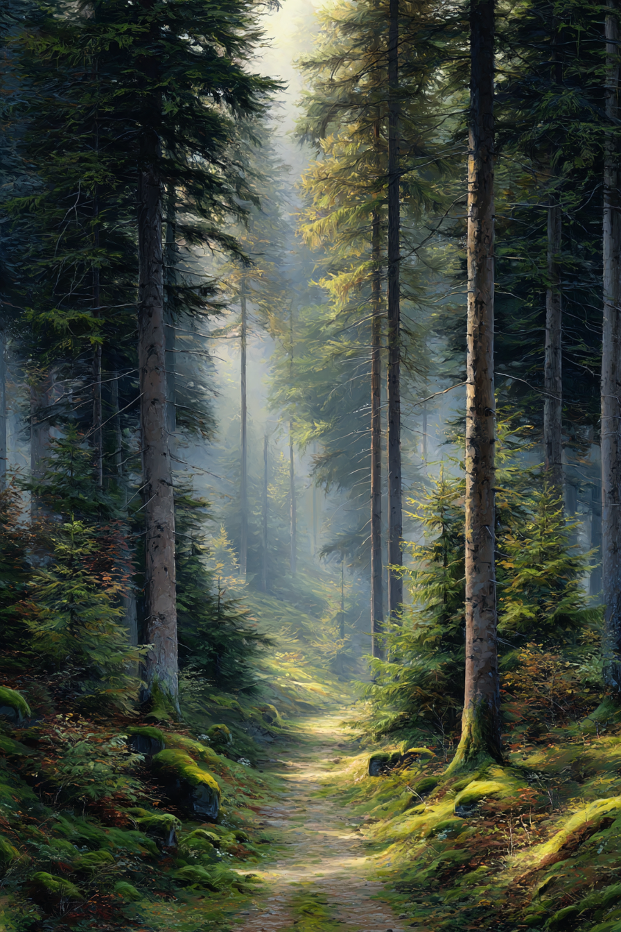 Wälder Und Wiesen Ruhe Im Wald Mit Sonnenlicht Und Wege Vorbei An Moos Und Bewuchs | Waelder und Wiesen | Landschaften