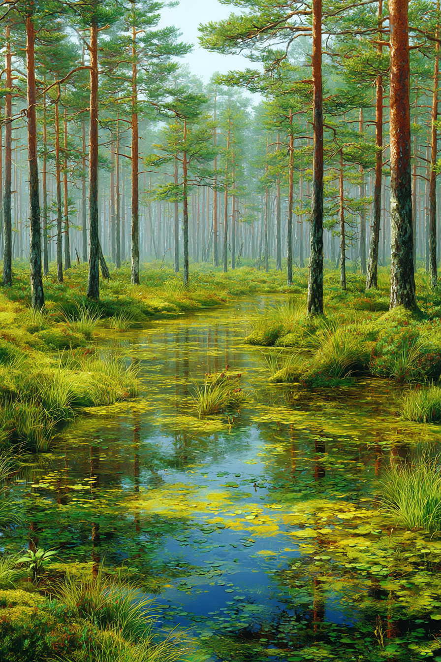 Wälder Und Wiesen Ruhige Natur Landschaft With Bäume Und Wasser Reflexion | Waelder und Wiesen | Landschaften