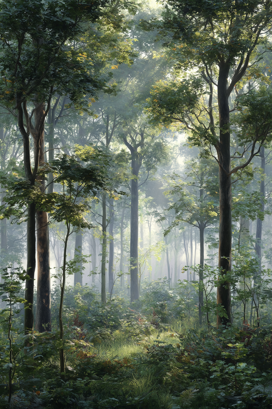 Wälder Und Wiesen Ruhiger Wald Mit Licht Durch Blätter | Waelder und Wiesen | Landschaften