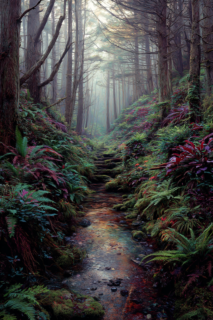 Wälder Und Wiesen Ruhiger Wald Mit Nebel Und Stream | Waelder und Wiesen | Landschaften