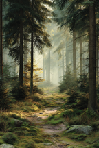 Wälder Und Wiesen Ruhiger Wald Szenen Mit Sonneneinstrahlung Und Windendem Weg | Waelder und Wiesen | Landschaften