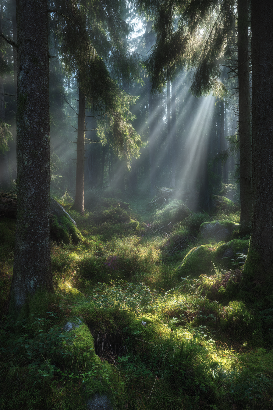 Wälder Und Wiesen Ruhiger Wald Szenen Mit Weichem Licht Und Grüner Vegetation | Waelder und Wiesen | Landschaften