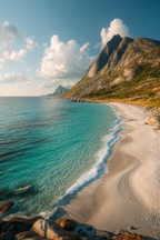 Wälder Und Wiesen Schön Küstenlandschaft Mit Türkisblaüm Wasser Und Bergen | Waelder und Wiesen | Landschaften
