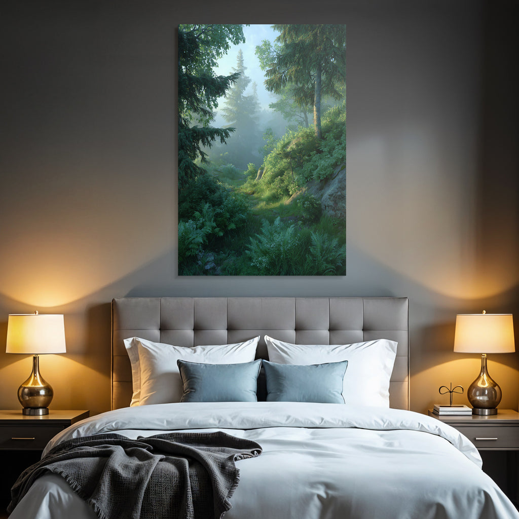 Forests and meadows Peaceful forest with fog and airy atmosphere