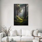 Forests and meadows Peaceful forest with sunlight and moss-covered ground