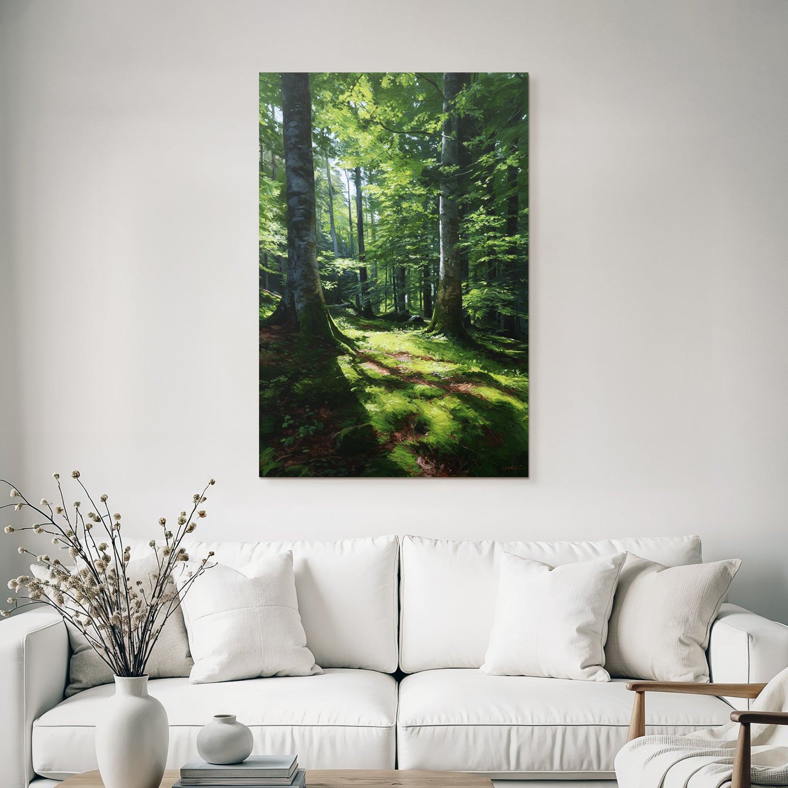 Forests and meadows Peaceful forest with sunshine and moss-covered ground