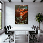 Wälder Und Wiesen Klassisches Auto Schillernd Rot Mit Chromdetails Vintage Hintergrund