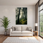 Forests and meadows Misty forest with tower in the background Tranquil atmosphere