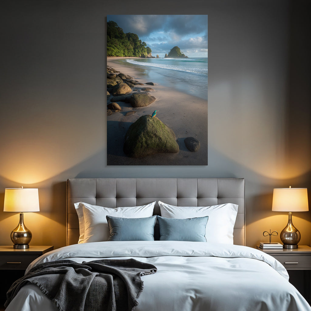 Forests and meadows Quiet beach with kingfishers and green surroundings