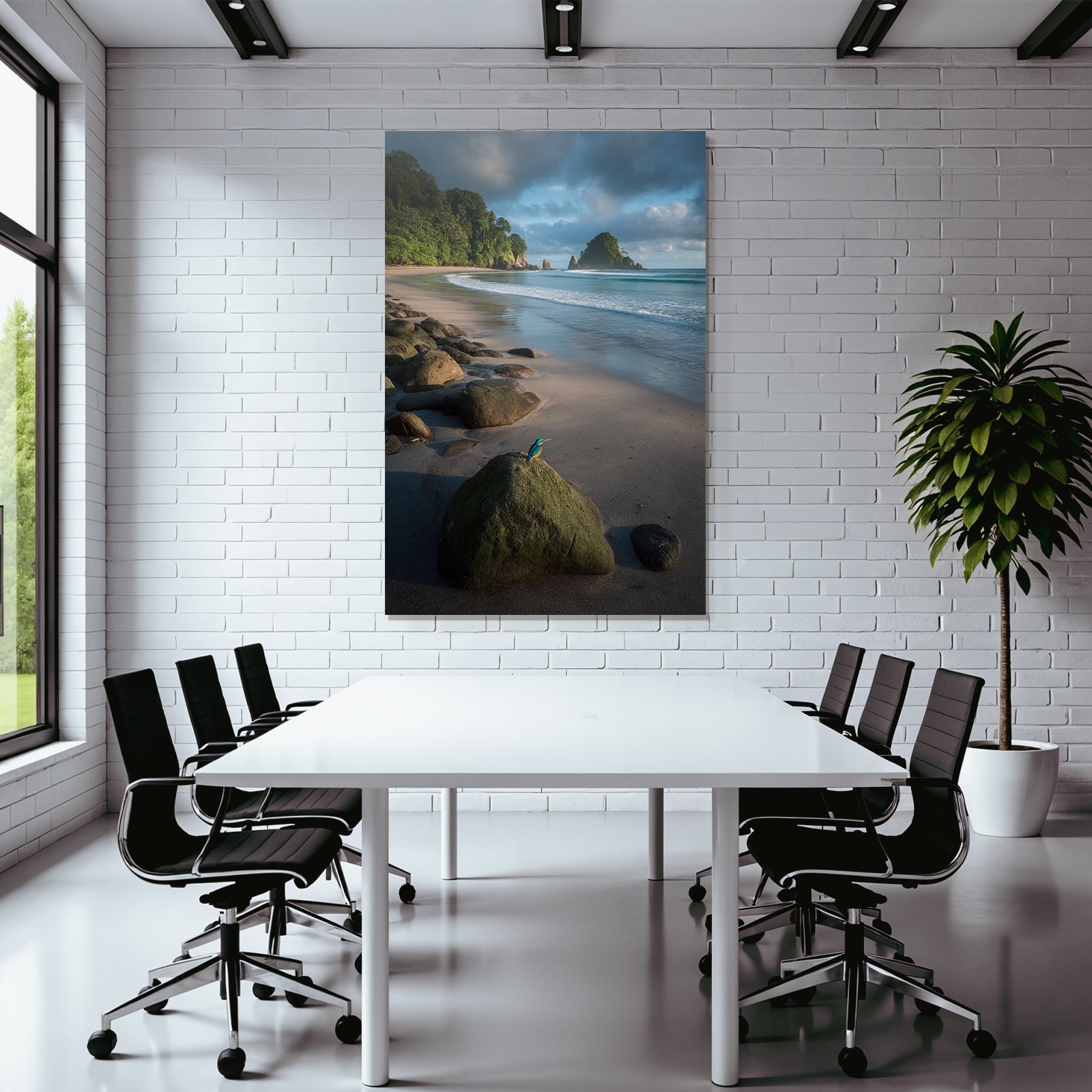 Forests and meadows Quiet beach with kingfishers and green surroundings