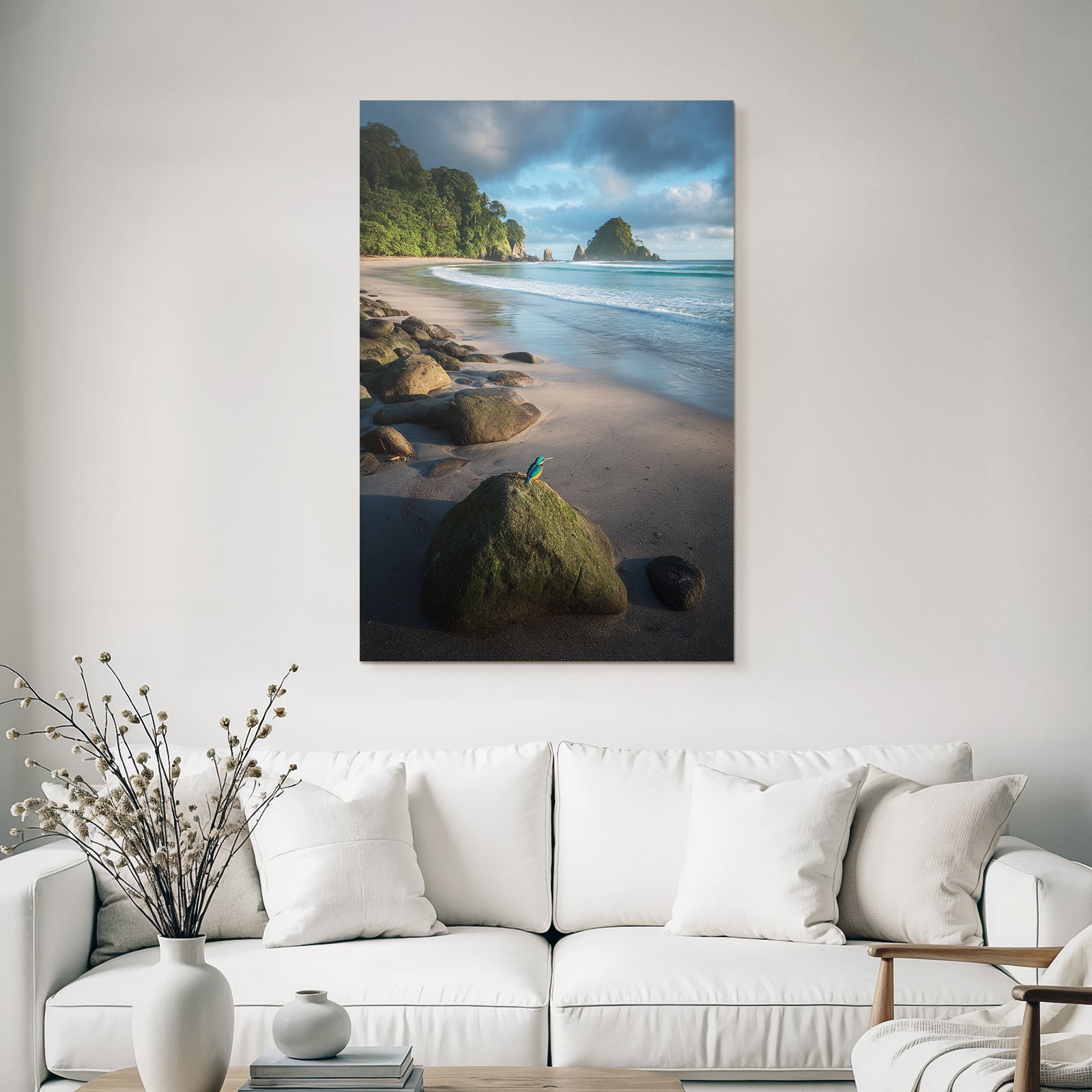 Forests and meadows Quiet beach with kingfishers and green surroundings