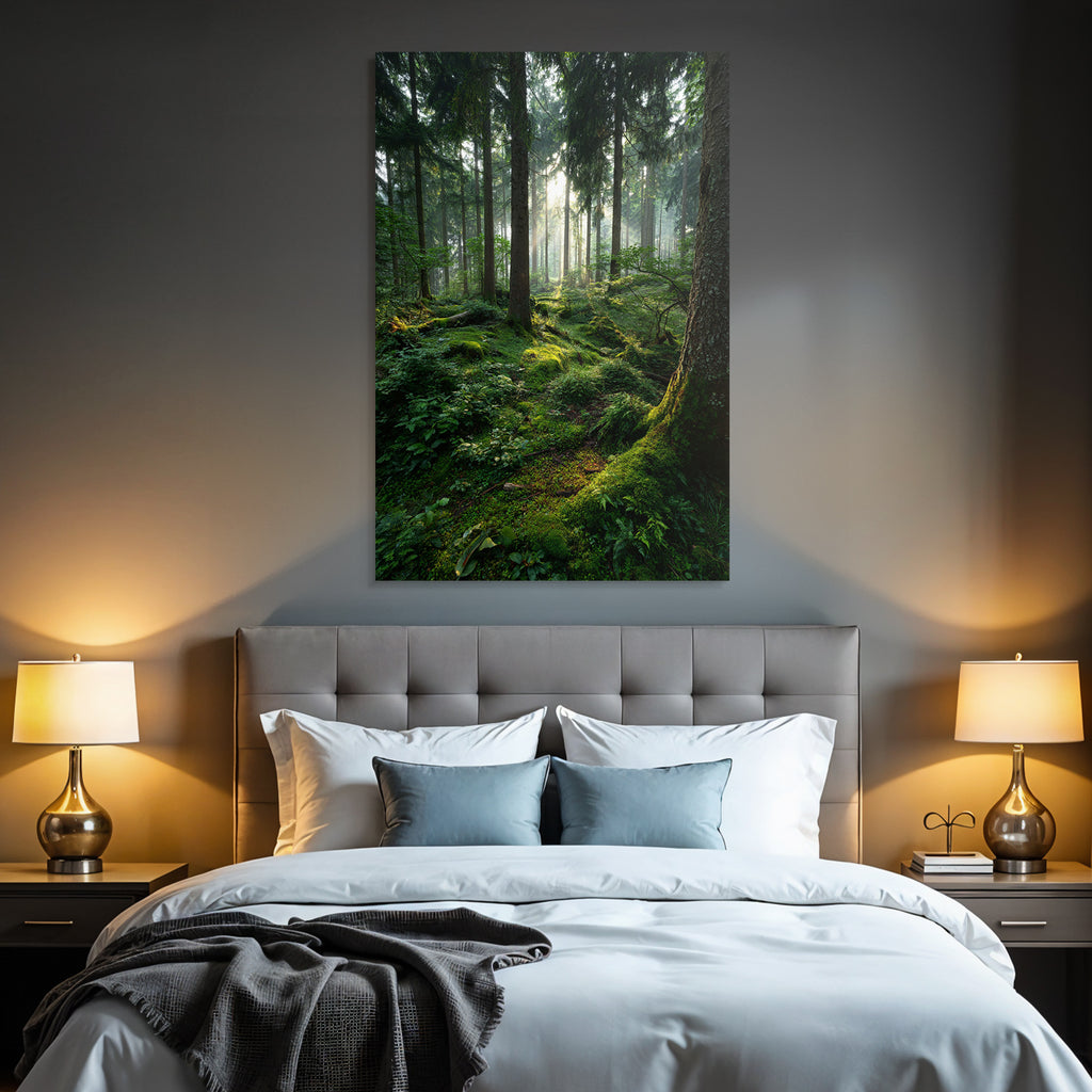 Wälder Und Wiesen Ruhiger Wald Mit Gefiltertem Licht Und Moos Bedecktem Boden
