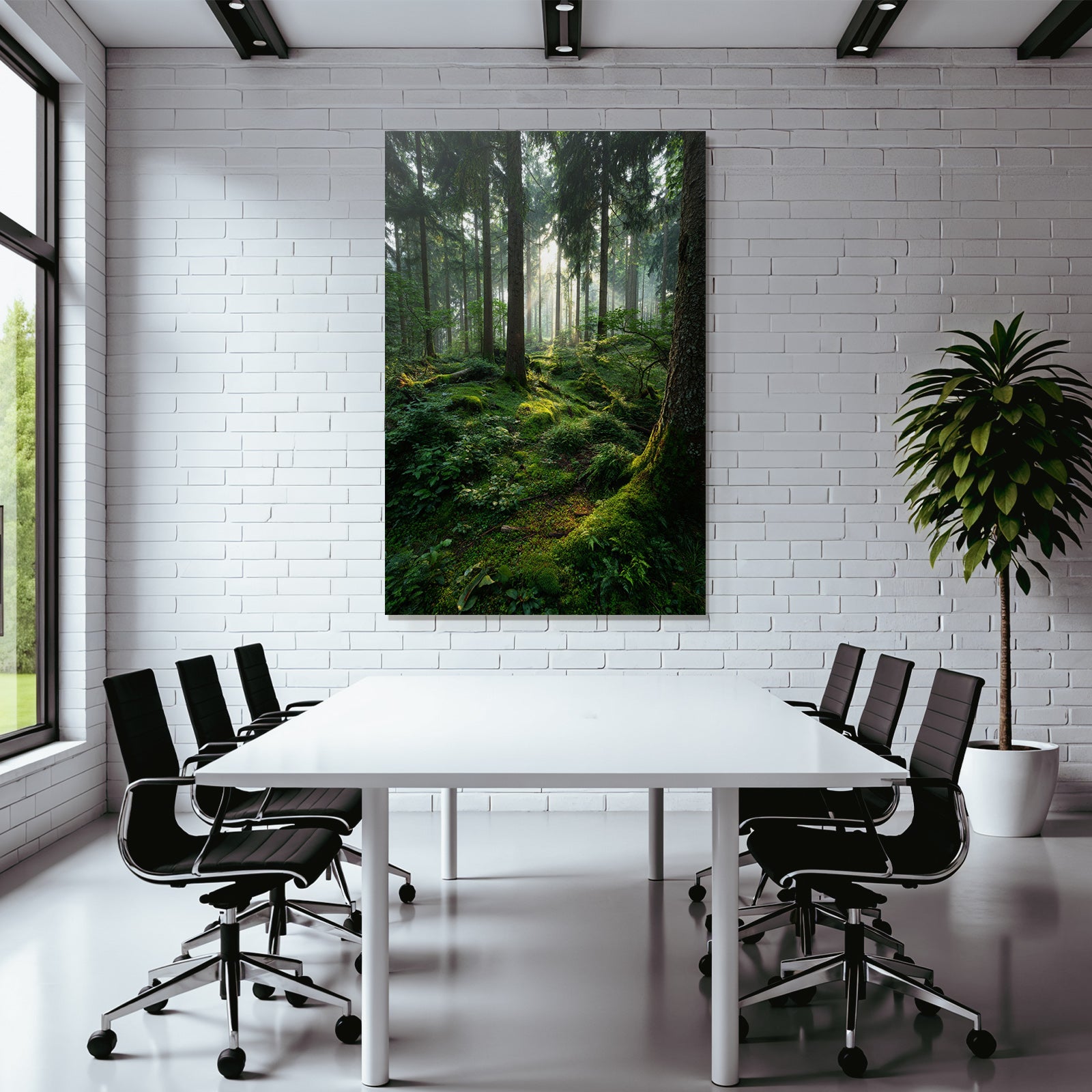 Forests and meadows Quiet forest with filtered light and moss-covered ground