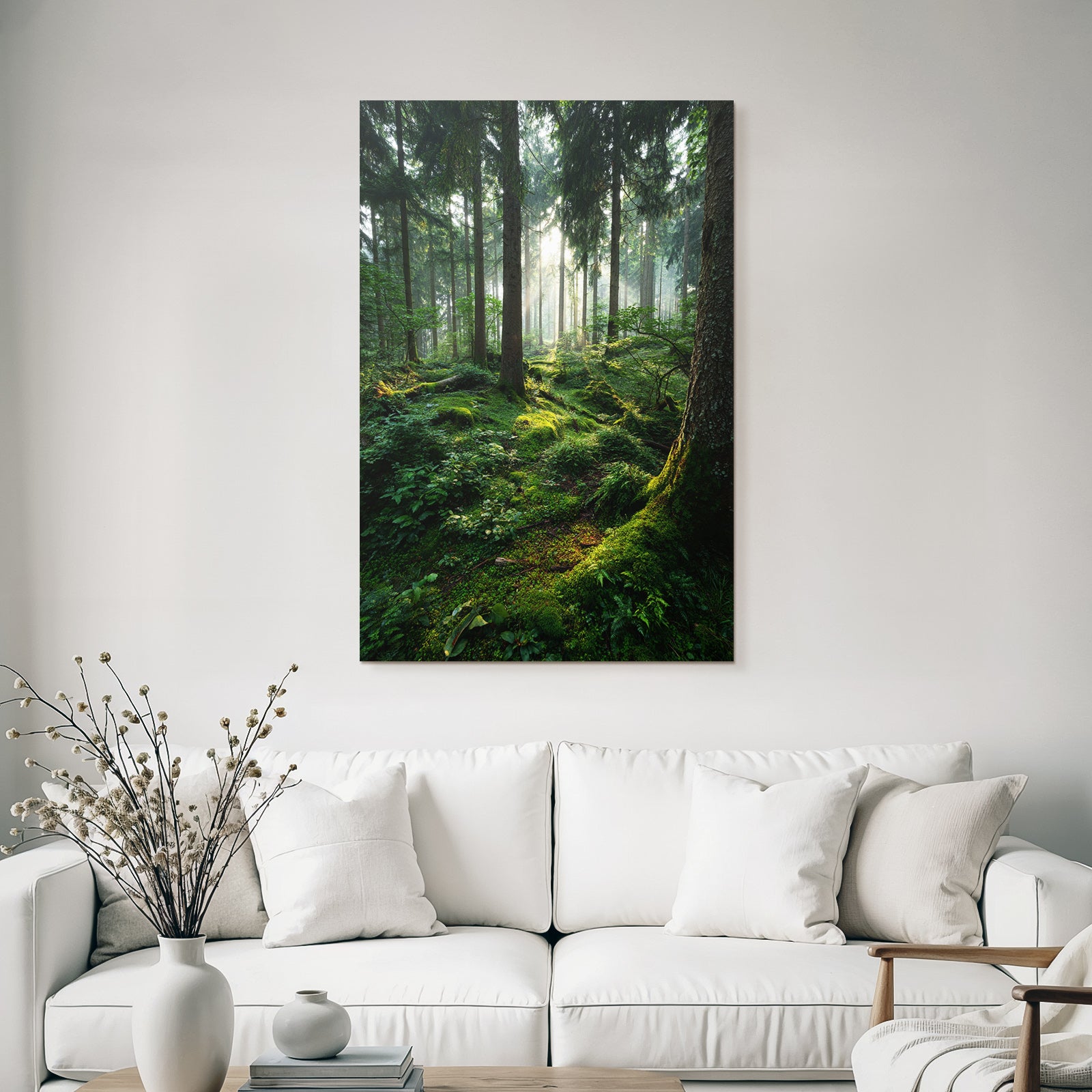 Forests and meadows Quiet forest with filtered light and moss-covered ground