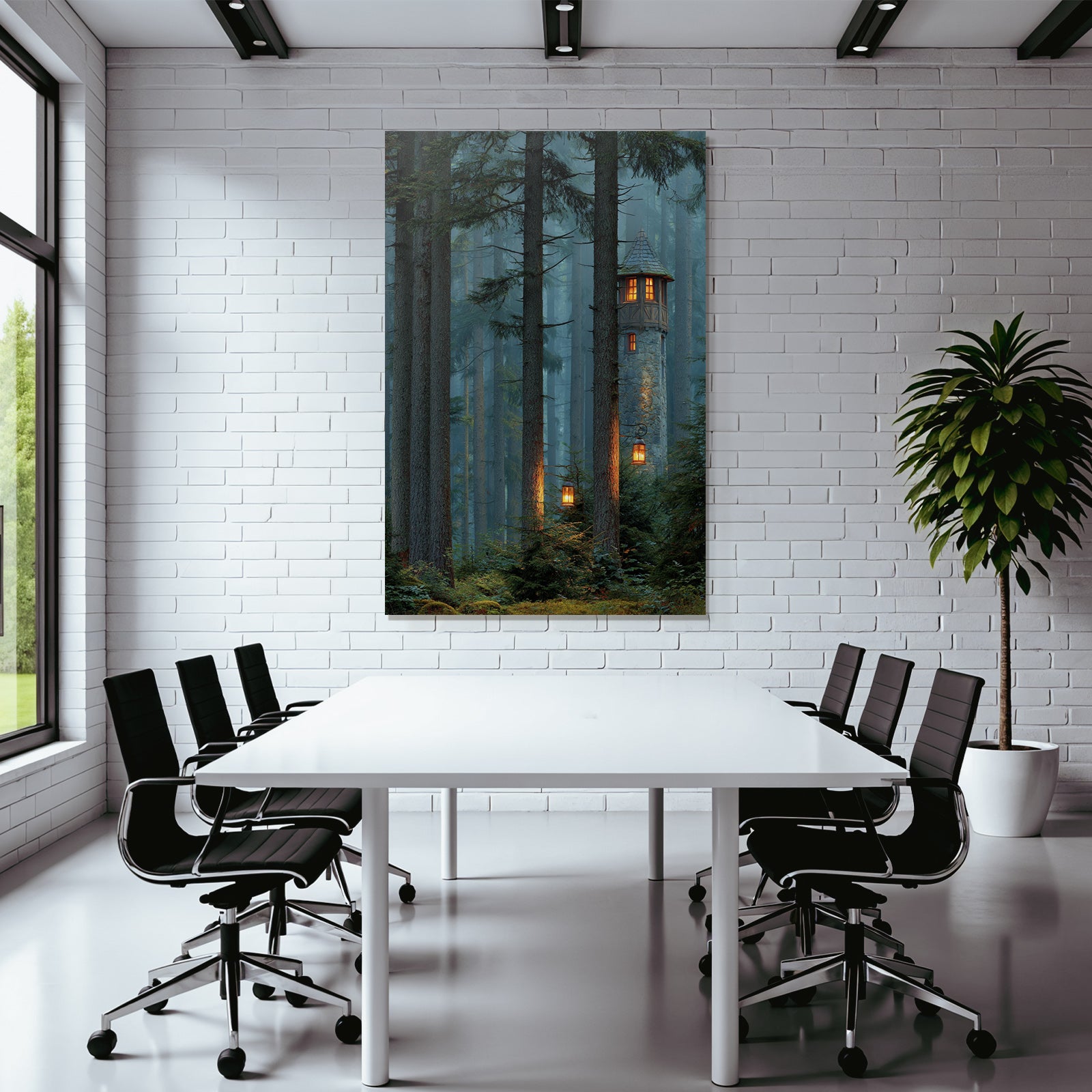 Forests and meadows Quiet forest with stone tower and candlesticks