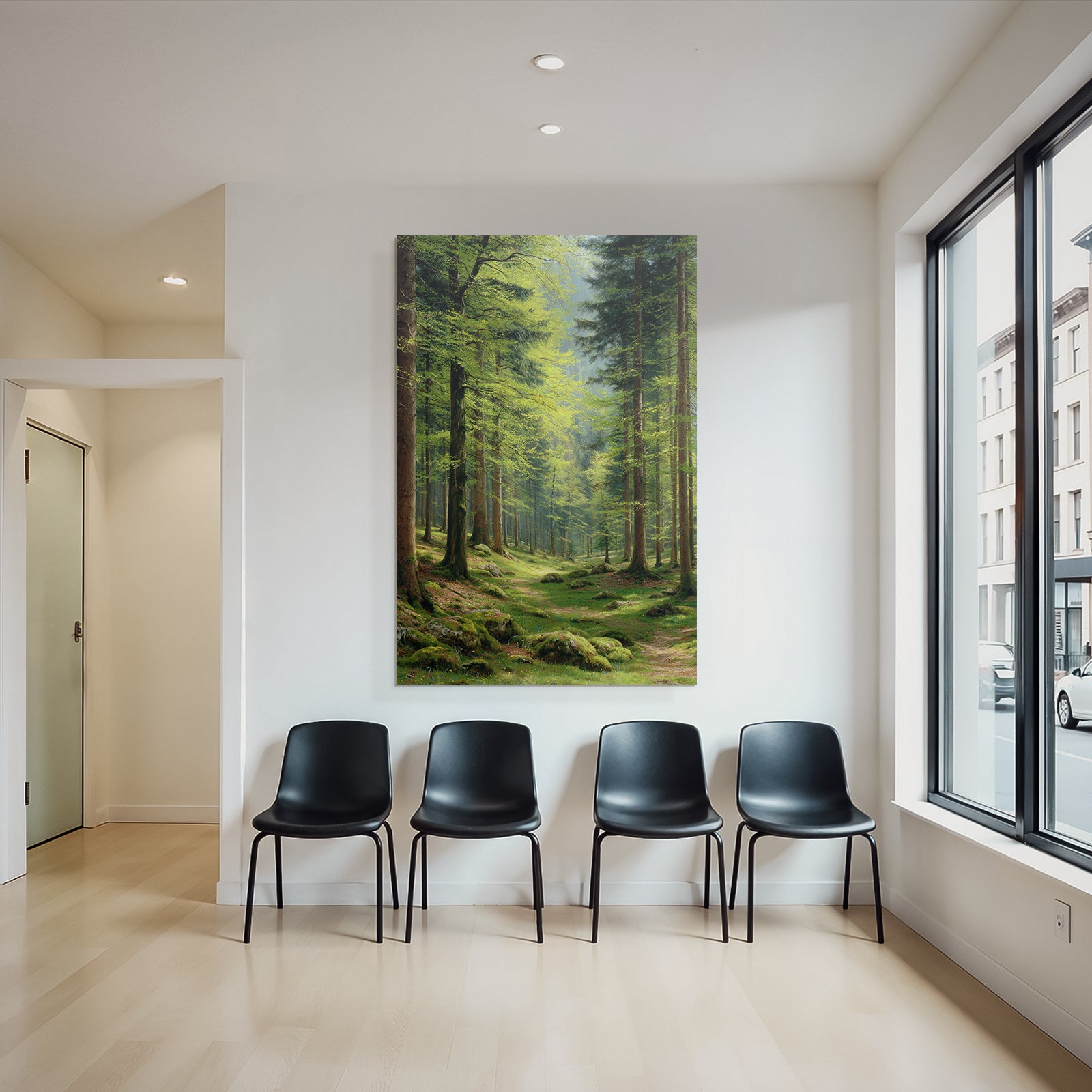 Forests and meadows. Tranquil forest scenes with green trees and sunlight.