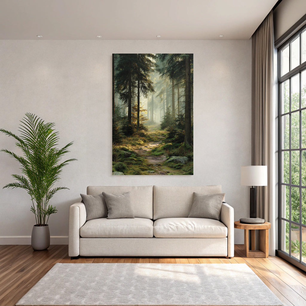 Forests and meadows. Tranquil forest scenes with sunlight and winding path.