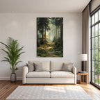 Forests and meadows. Tranquil forest scenes with sunlight and winding path.