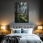Forests and meadows. Tranquil forest scenes with soft light and green vegetation.