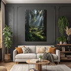 Forests and meadows. Tranquil forest scenes with soft light and green vegetation.