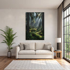 Forests and meadows. Tranquil forest scenes with soft light and green vegetation.