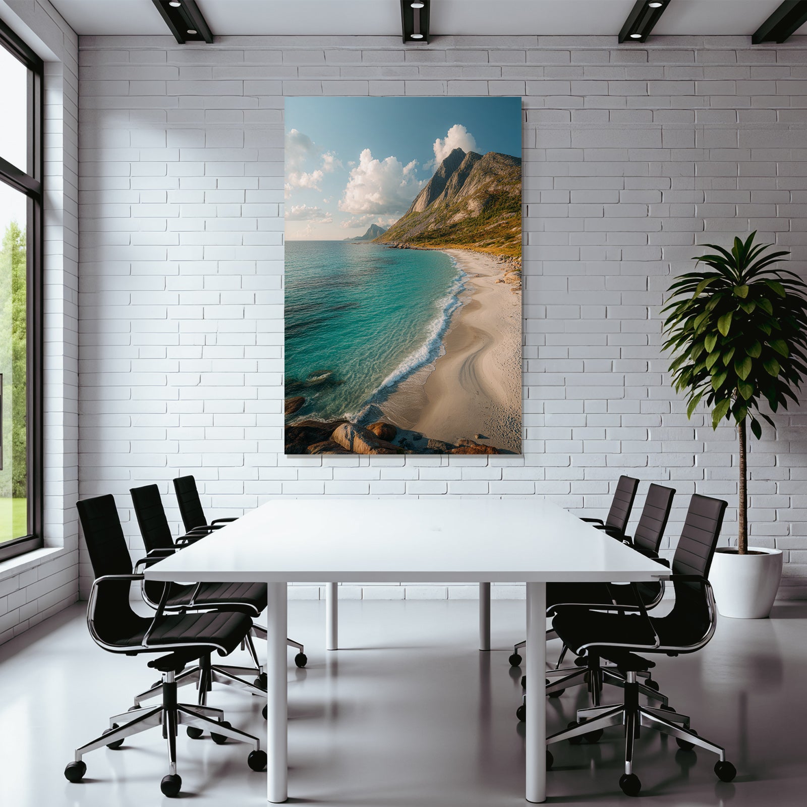 Forests and meadows Beautiful coastal landscape with turquoise water and mountains