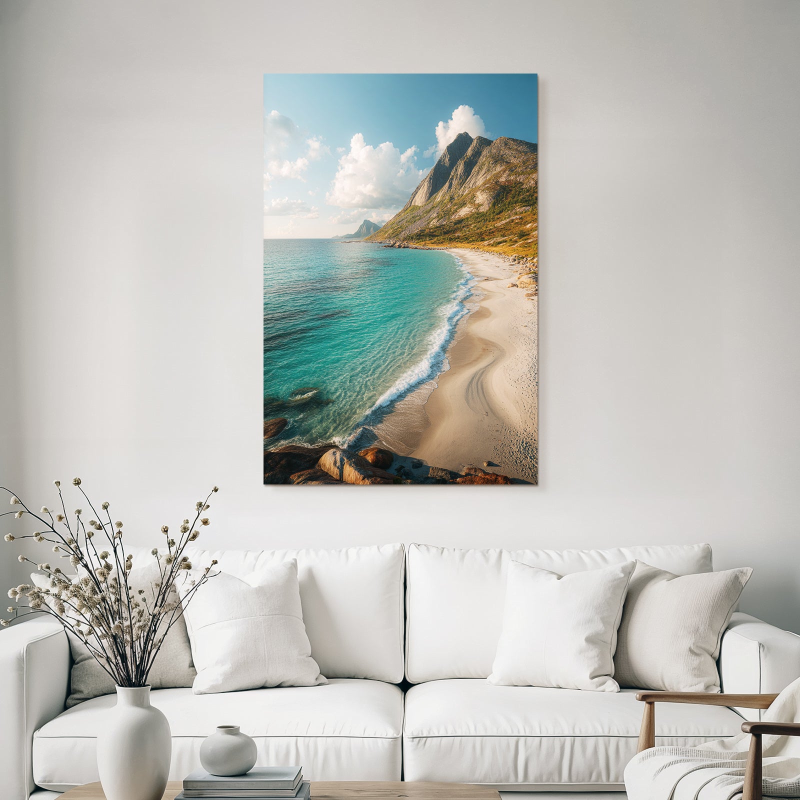Forests and meadows Beautiful coastal landscape with turquoise water and mountains