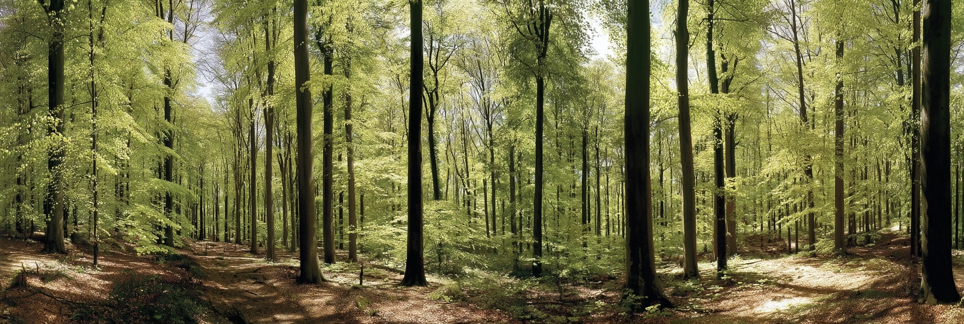 Wälder Und Wiesen Lush Grüner Wald Mit Sonnenschein Und Fallen Blättern | Waelder und Wiesen | Landschaften
