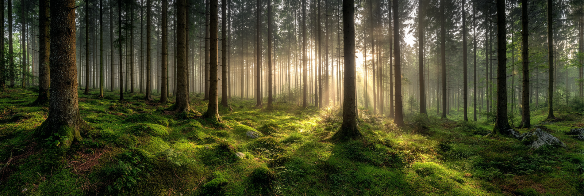 Wälder Und Wiesen Ruhiger Wald Mit Nebel Grünes Underwachstum | Waelder und Wiesen | Landschaften