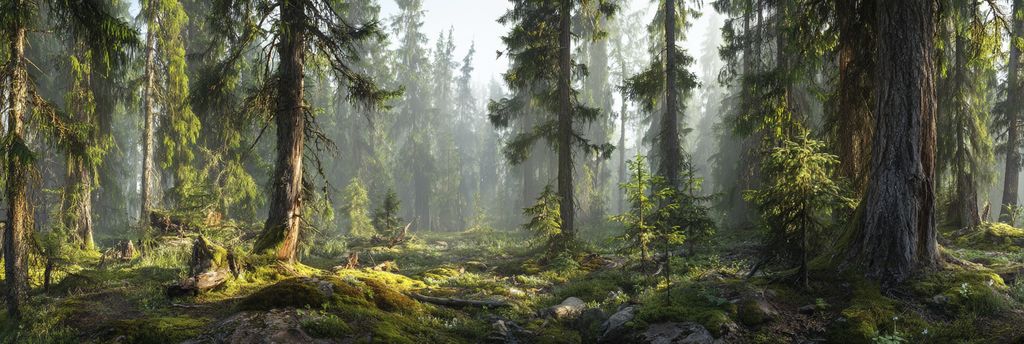 Wälder Und Wiesen Ruhiger Wald Mit Sattem Grün Und Sanften Lichtstrahlen | Waelder und Wiesen | Landschaften