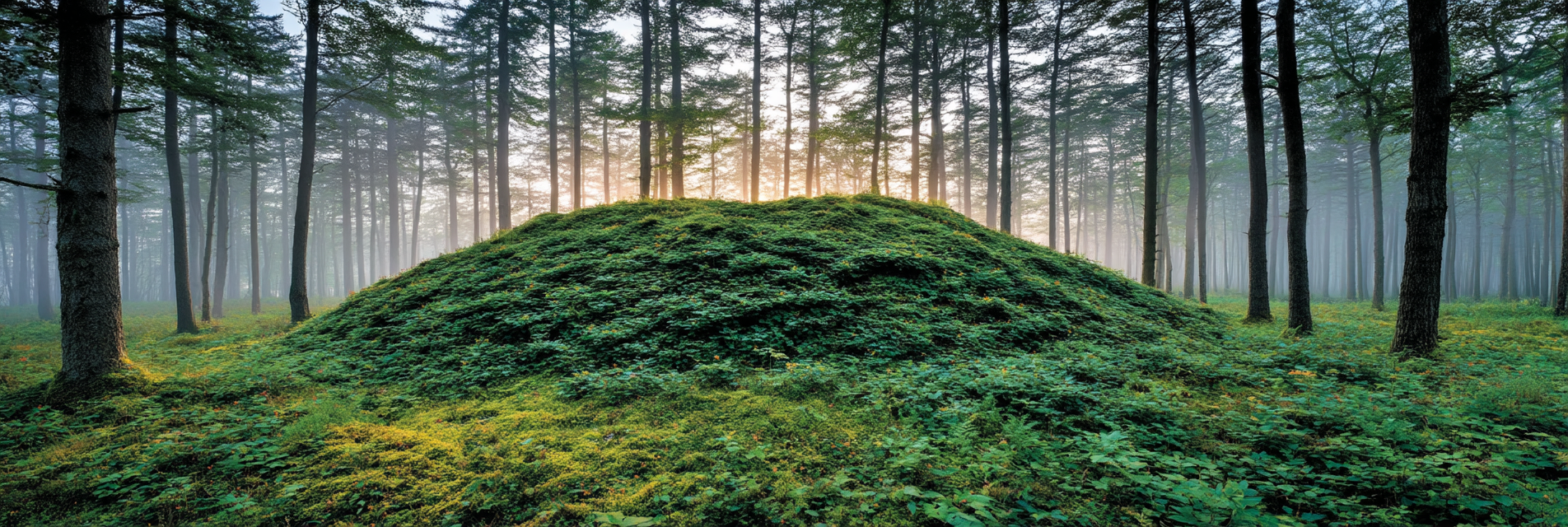Wälder Und Wiesen Ruhiger Waldlandschaft Hügel Mit Grüner Vegetation Nebelige Atmosphäre | Waelder und Wiesen | Landschaften