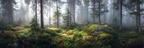 Wälder Und Wiesen Ruhiger Waldlandschaft Mit Nebel Und Grünem Licht | Waelder und Wiesen | Landschaften