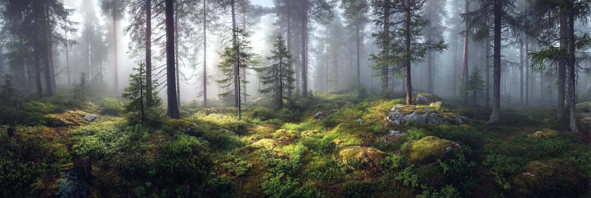 Wälder Und Wiesen Ruhiger Waldlandschaft Mit Nebel Und Grünem Licht | Waelder und Wiesen | Landschaften