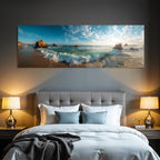 Forests and meadows beach scene at sunrise or sunset tranquil
