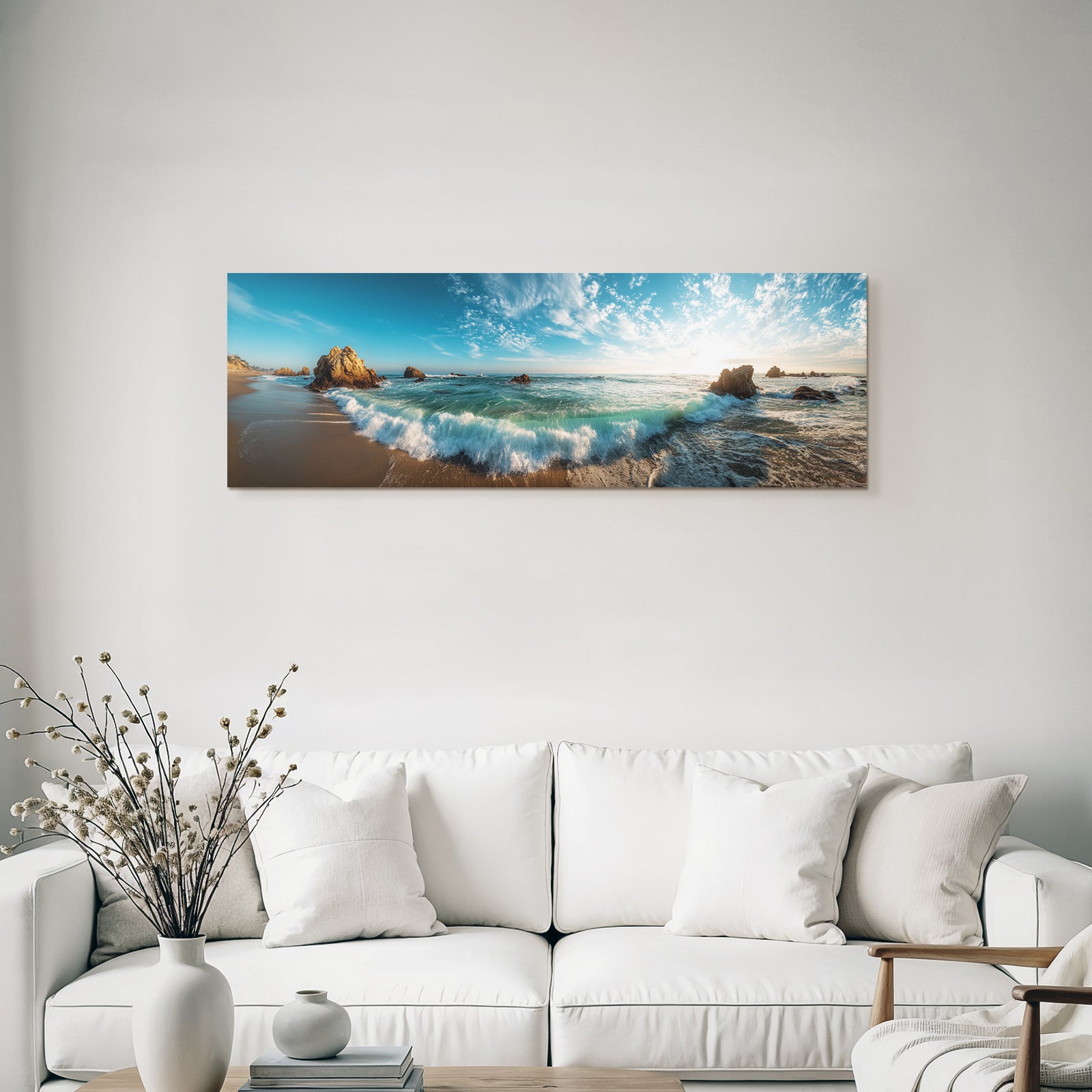 Forests and meadows beach scene at sunrise or sunset tranquil