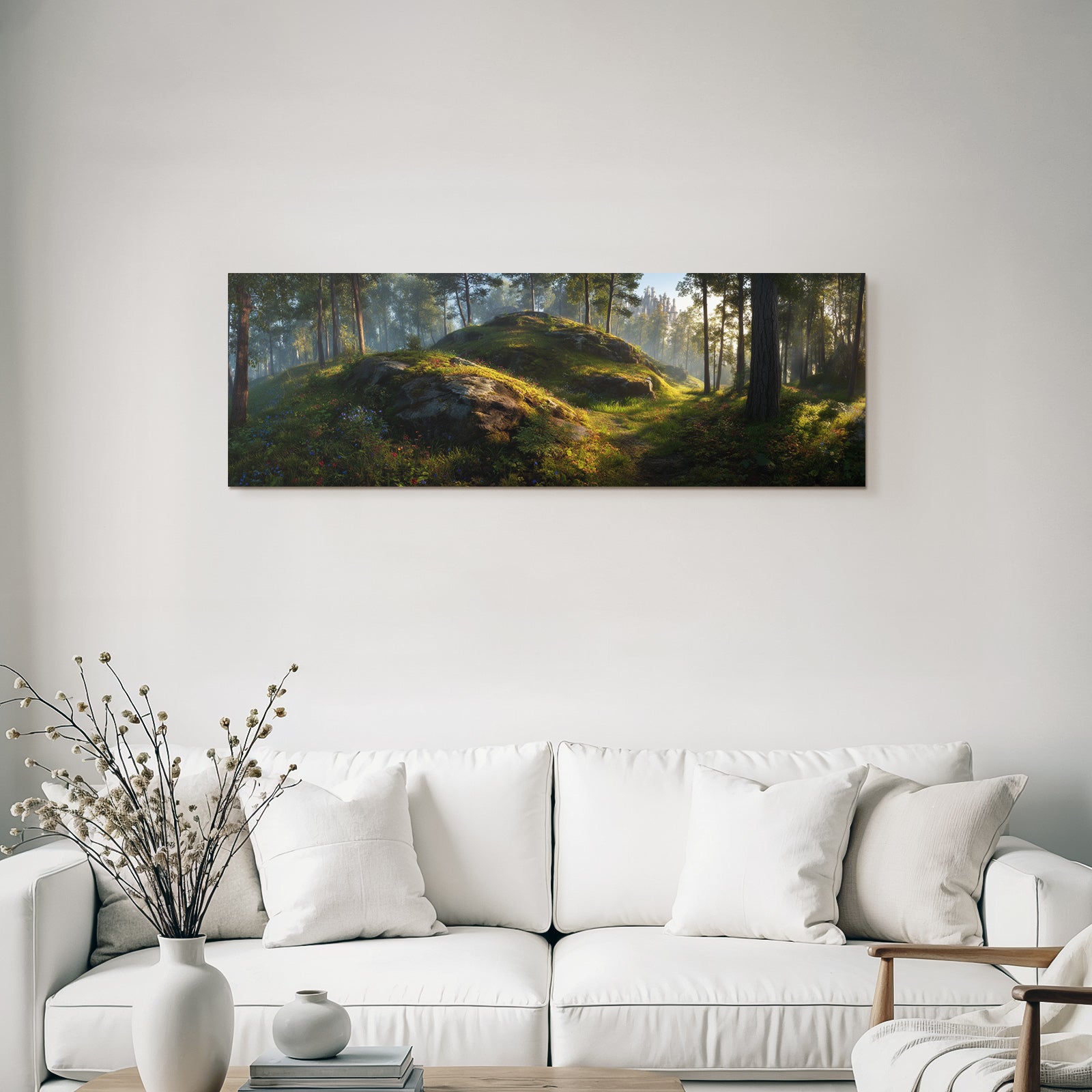 Forests and meadows Peaceful forest with fantasy architecture