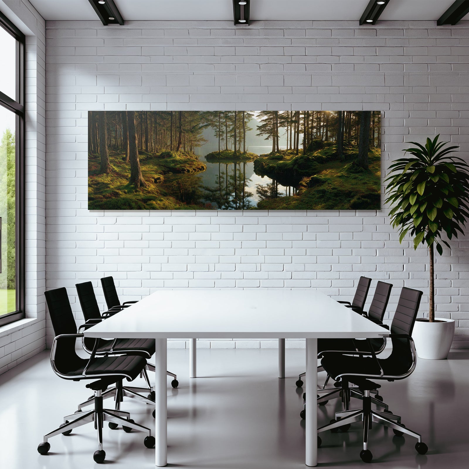 Forests and meadows Peaceful forest with calm water reflections and soft light