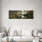 Forests and meadows Peaceful forest with calm water reflections and soft light