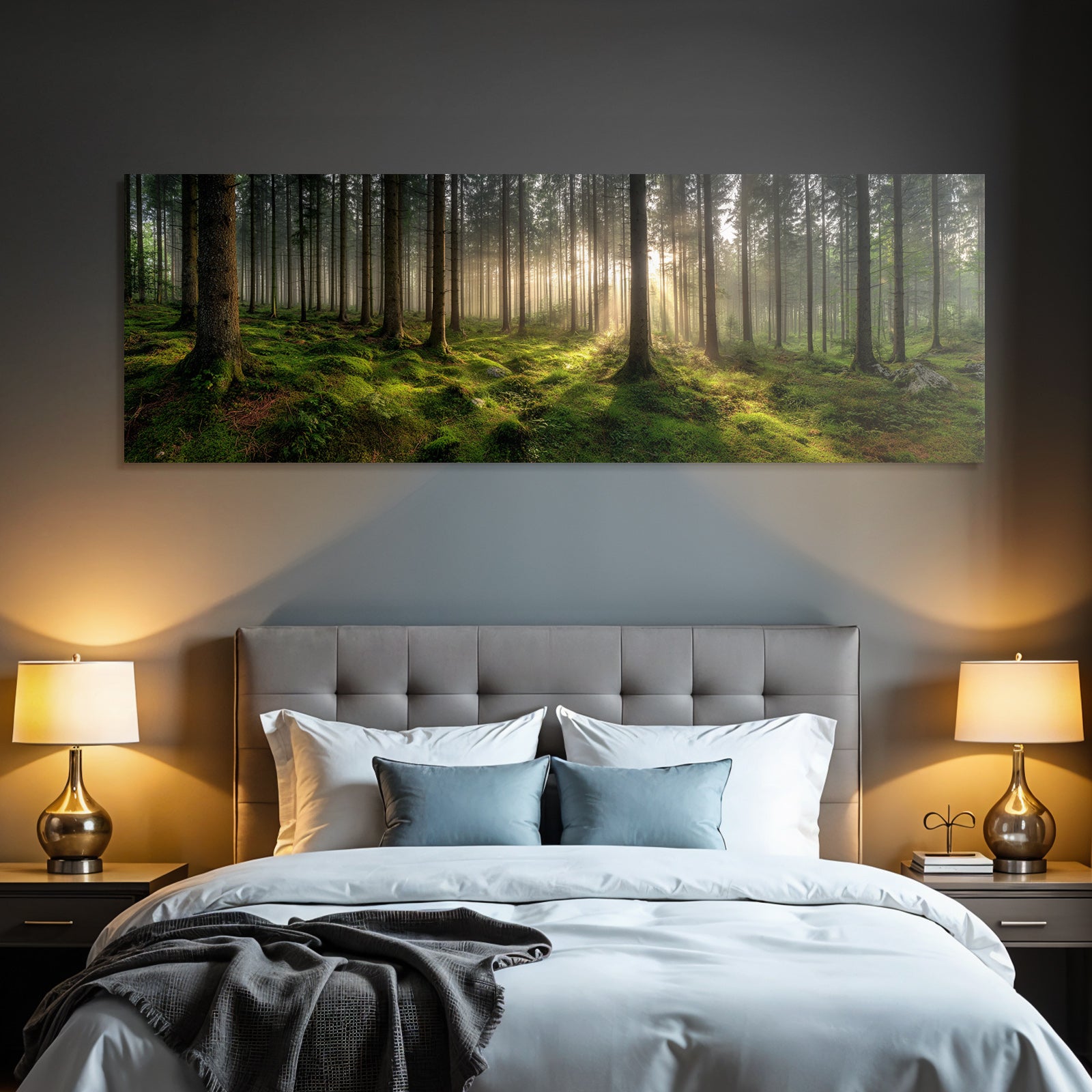 Forests and meadows Quiet forest with fog Green undergrowth