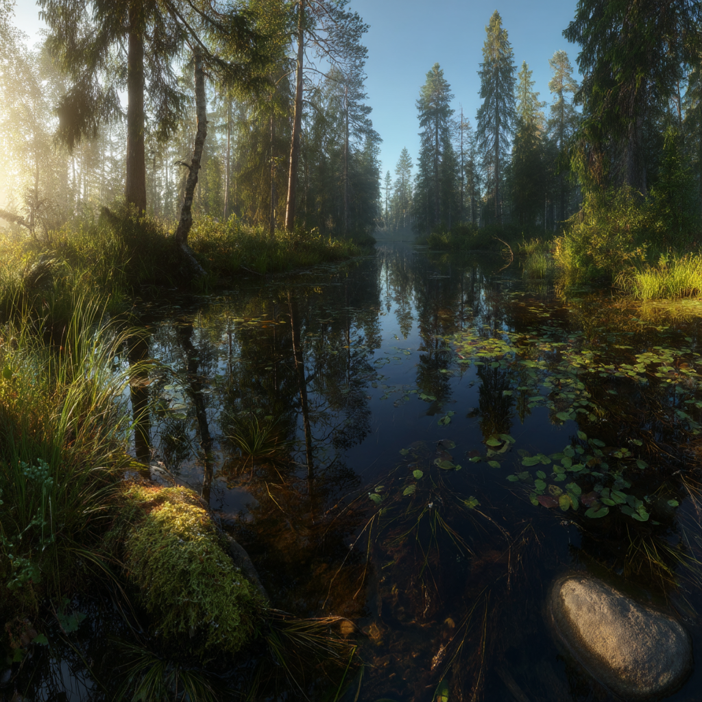 Wälder Und Wiesen Friedliche Natur Landschaft Reflexion Auf Dem Wasser | Waelder und Wiesen | Landschaften