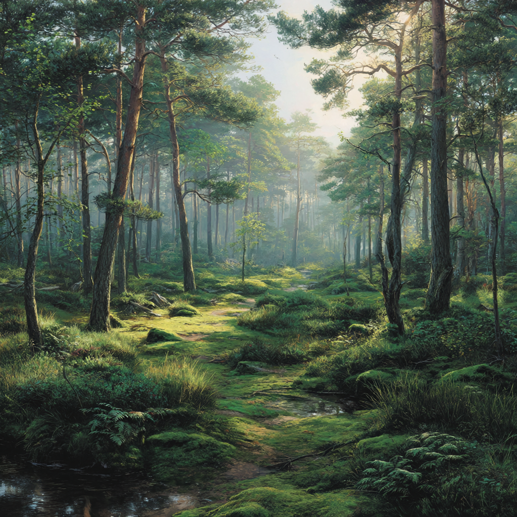 Wälder Und Wiesen Friedlicher Wald Mit Baumern Licht Spiel Und Strom Weg Bach | Waelder und Wiesen | Landschaften
