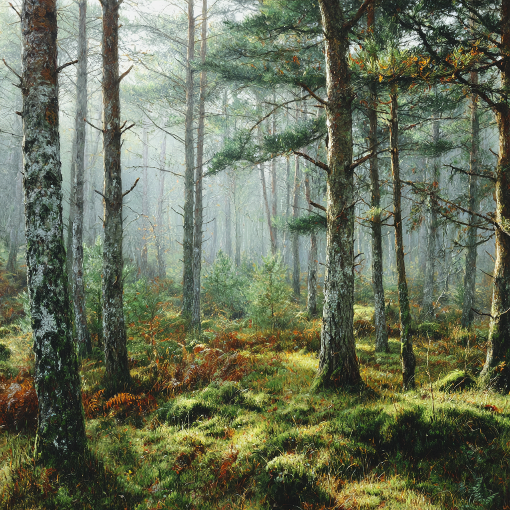 Wälder Und Wiesen Ruhiger Wald Mit Moosigem Boden Und Nebelatmosphäre | Waelder und Wiesen | Landschaften