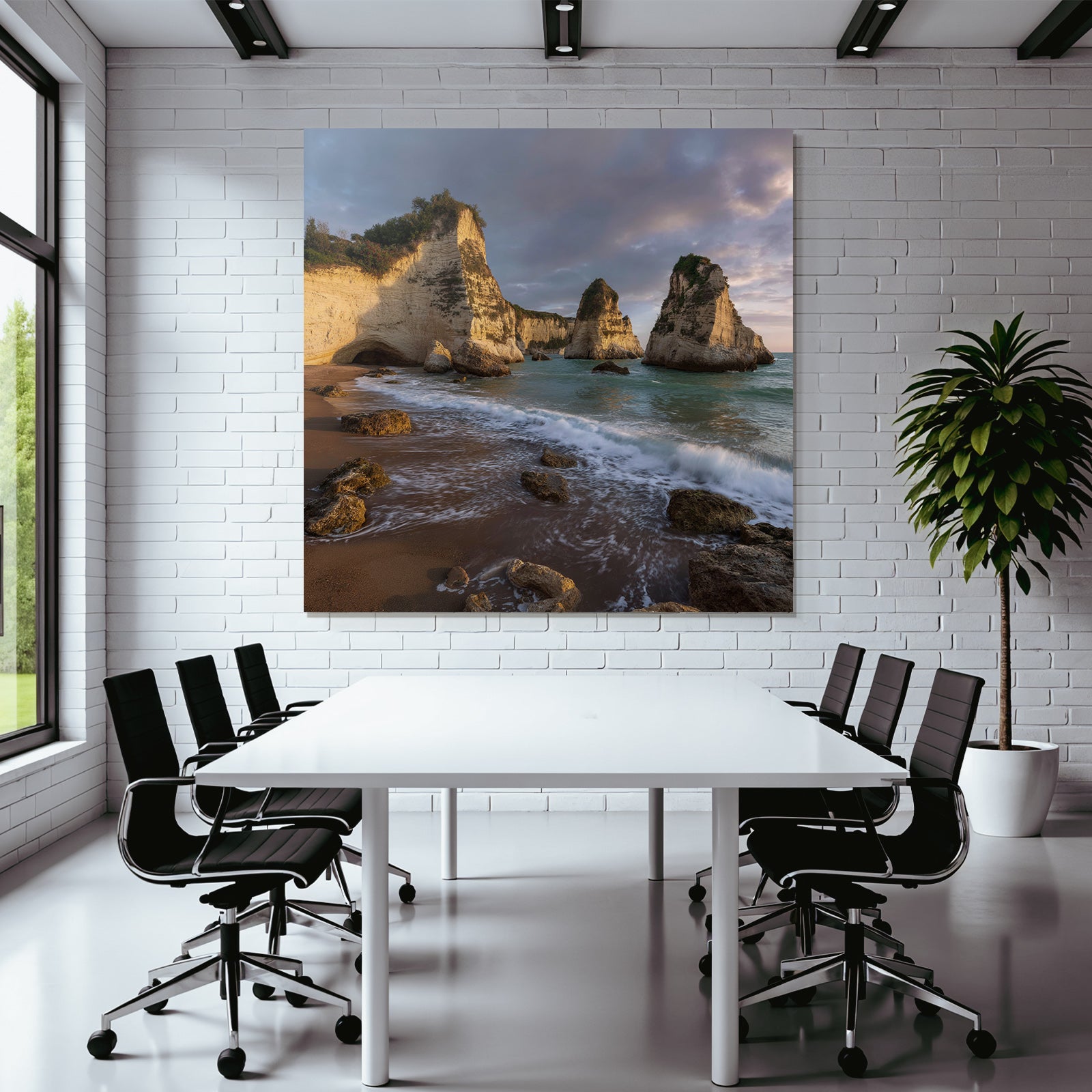 Forests and meadows Dramatic coastal landscape with rocks and beach
