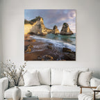 Forests and meadows Dramatic coastal landscape with rocks and beach